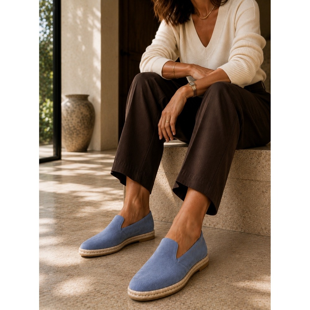 NWOB M.Gemi Agio Suede Espadrille Loafers Italian Luxury Blue 42 US 11